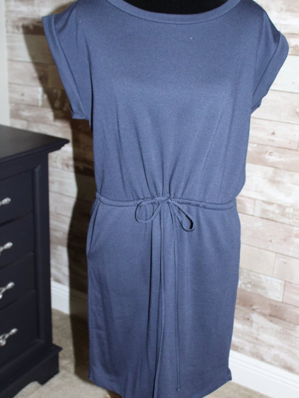 Navy Activewear Comfortable Drawstring Waist Dress Sporty Casual Resort wear